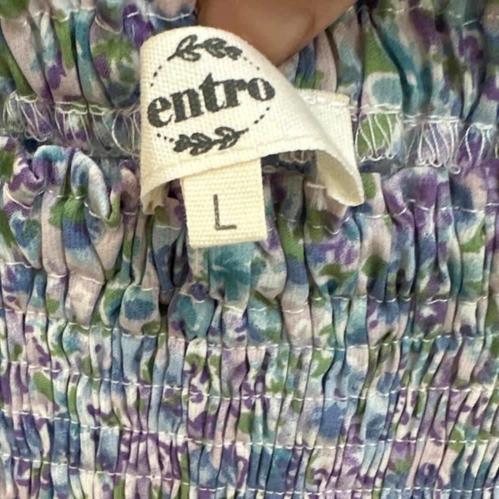 Entro Size Large Lavender, Blue and Green Floral Tiered Mini Skort - Picture 3 of 4